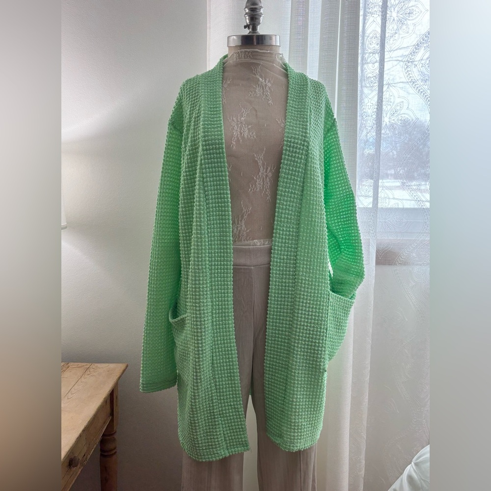 Blakeley Mint Green Waffle Knit Lola Cardigan; o/s. GUC